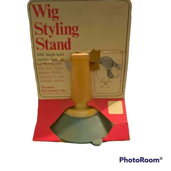 Wig Styling Stand Blue Plastic Suction Base Movie Prop Vintage USA Made READ - Picture 5 of 6